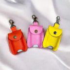 Full Grain Authentic Leather Square and Round Hand Sanitizer Holder Keychain