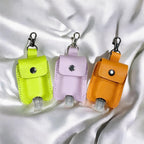 Full Grain Authentic Leather Square and Round Hand Sanitizer Holder Keychain