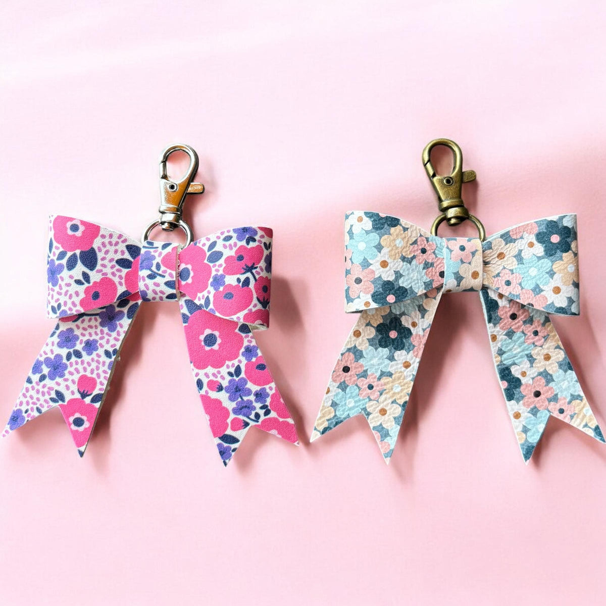Full Grain Flower Pattern Leather Bow -Tote Bag, Flowers,, Floral, Tropical