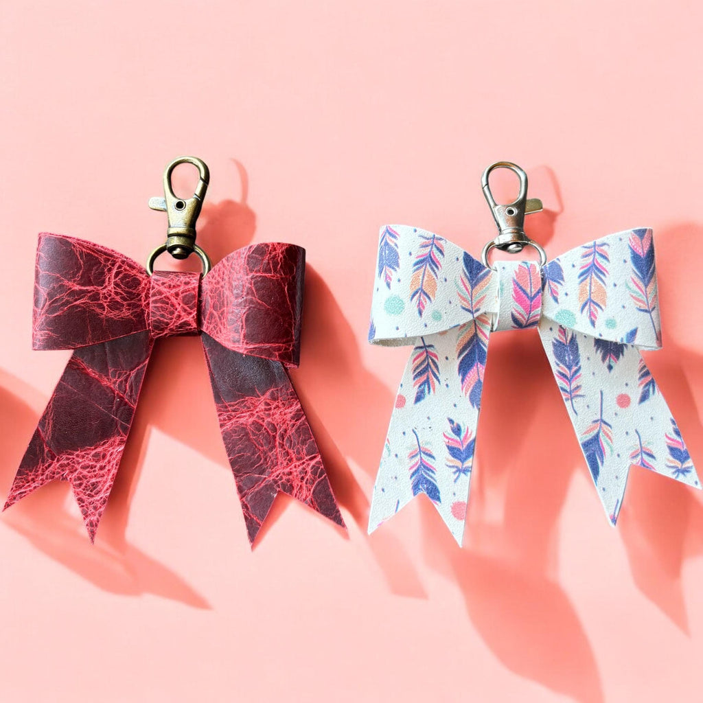 Full Grain Leather Bow – Bag Charm, Tie Dye, Unicorns