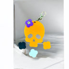 Full Grain Authentic Leather Black, White, Orange, Purple Skull Bag Charm