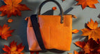 Full Grain Real Leather Zipper Autumn Orange Dog RokStar Crossbody or Shoulder Bag Purse