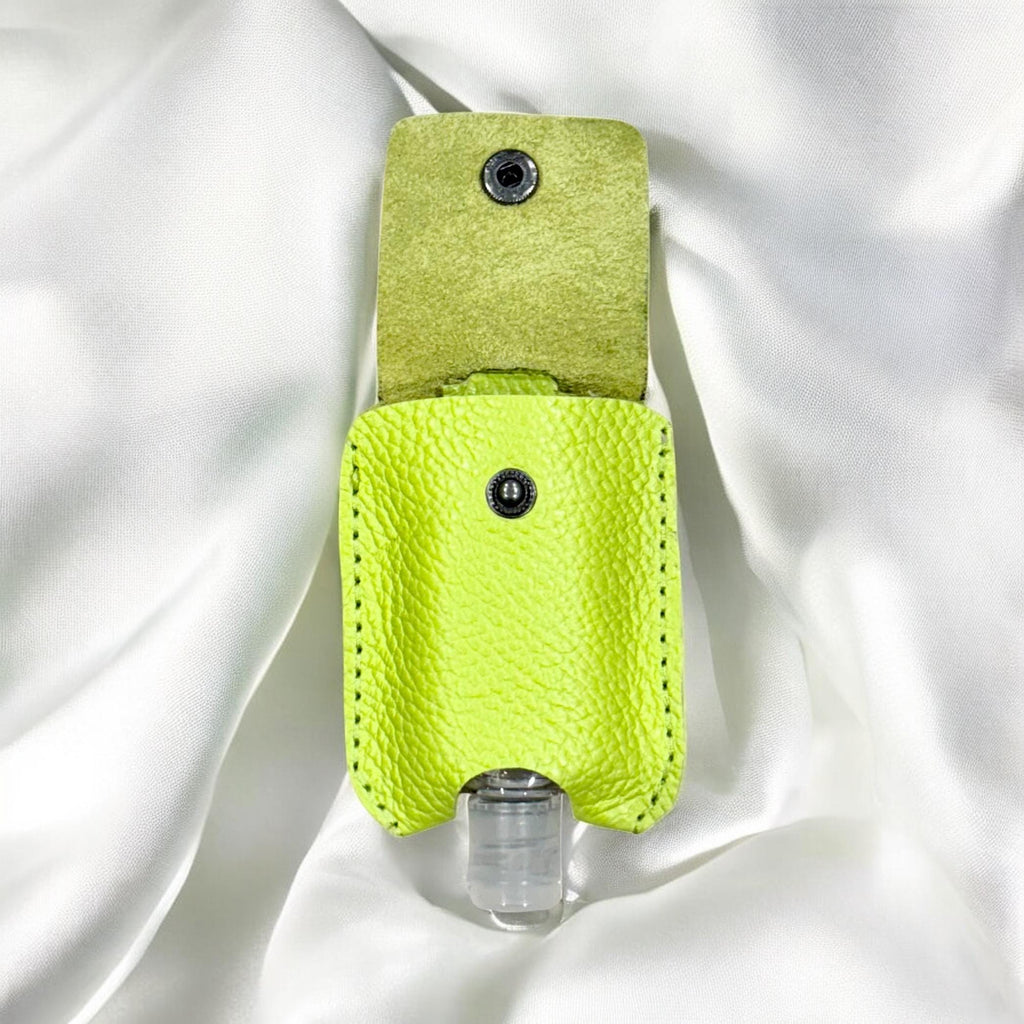 Full Grain Authentic Leather Square and Round Hand Sanitizer Holder Keychain