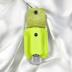 Full Grain Authentic Leather Square and Round Hand Sanitizer Holder Keychain