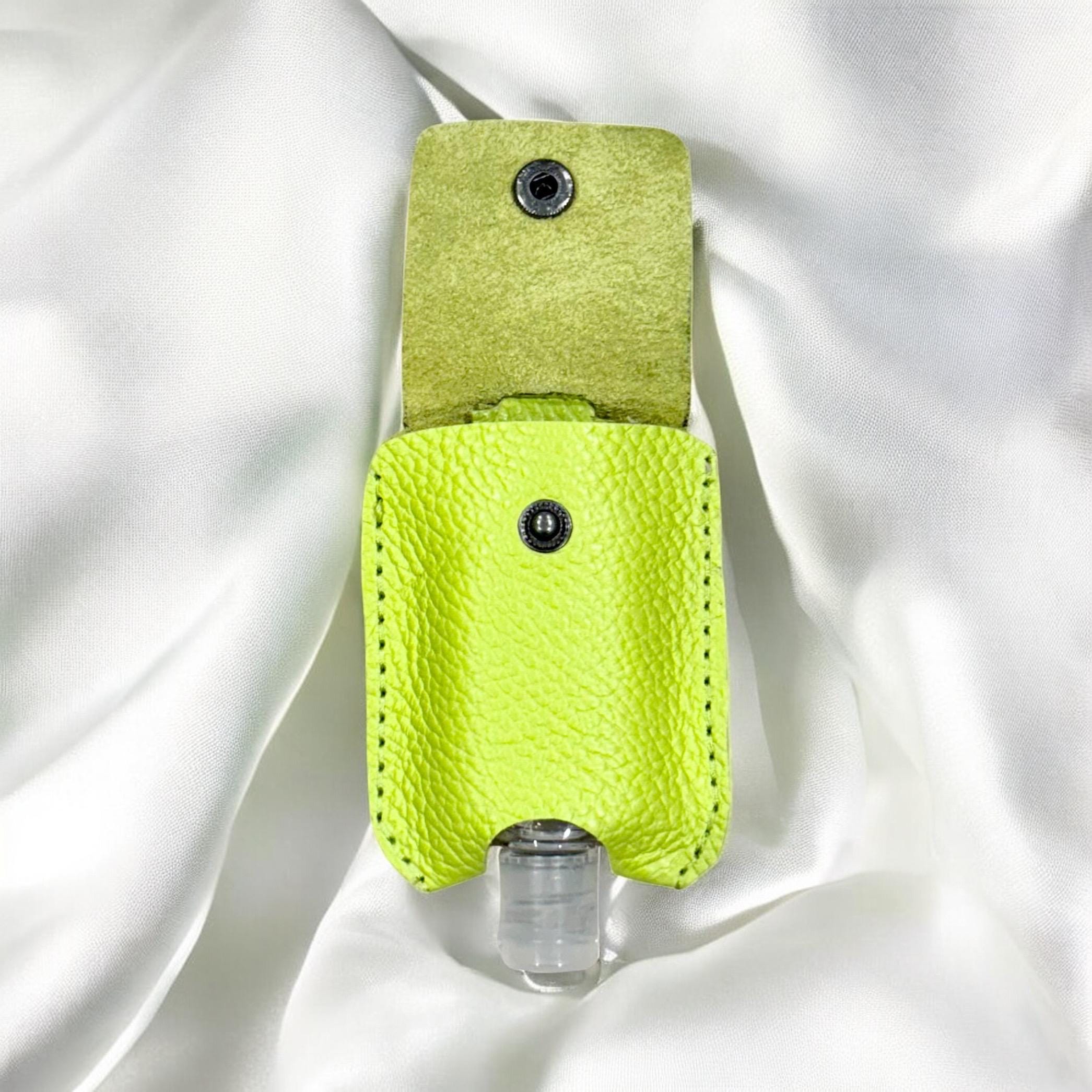 Full Grain Authentic Leather Square and Round Hand Sanitizer Holder Keychain