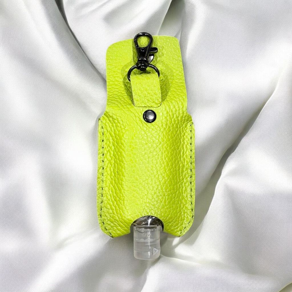 Full Grain Authentic Leather Square and Round Hand Sanitizer Holder Keychain