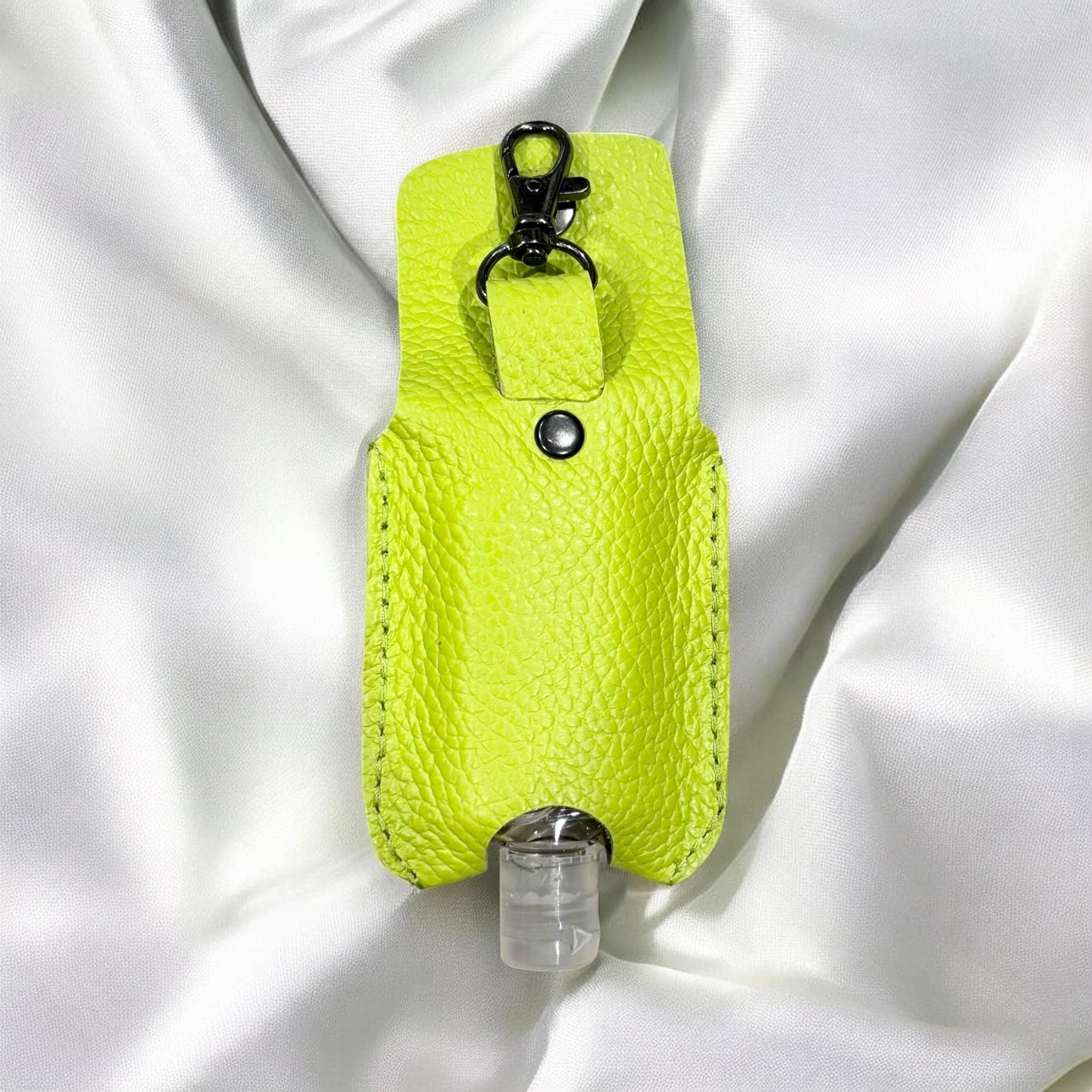 Full Grain Authentic Leather Square and Round Hand Sanitizer Holder Keychain