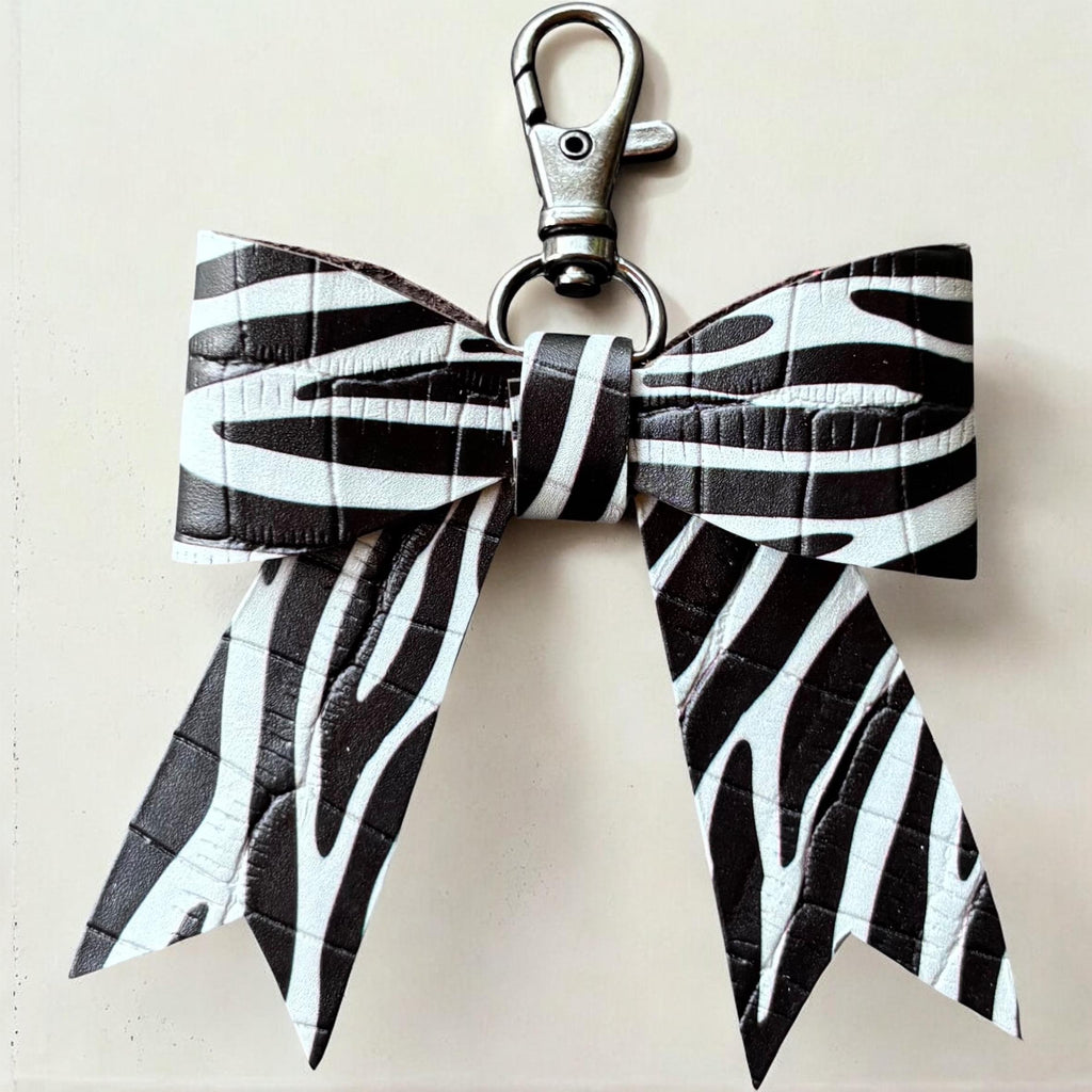 Real Leather Animal Print Bow -Tote Bag, Tassel, Leopard, Snake, Peacock, Ostrich, Zebra