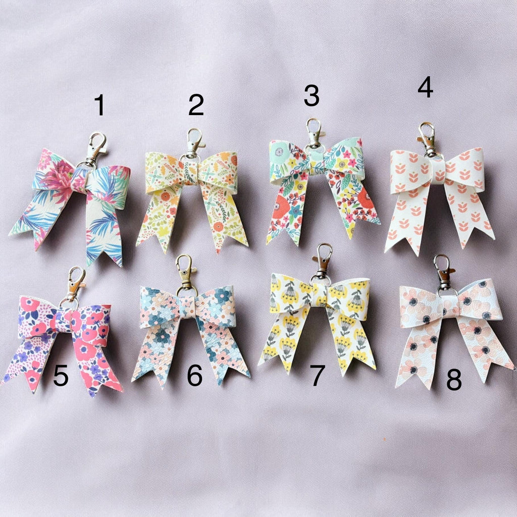 Full Grain Flower Pattern Leather Bow -Tote Bag, Flowers,, Floral, Tropical