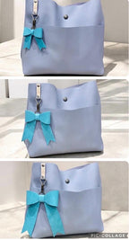 Full Grain Flower Pattern Leather Bow -Tote Bag, Flowers,, Floral, Tropical