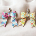 Full Grain Flower Pattern Leather Bow -Tote Bag, Flowers,, Floral, Tropical