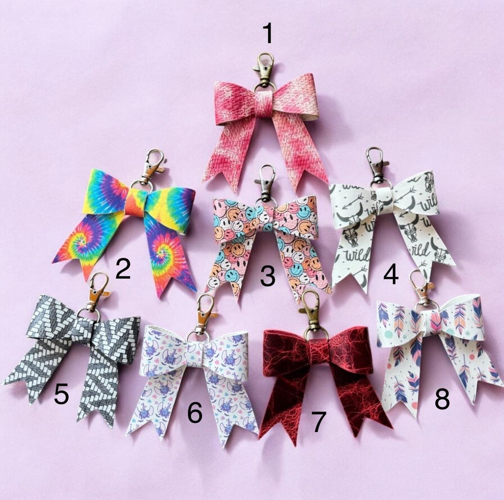 Full Grain Leather Bow – Bag Charm, Tie Dye, Unicorns