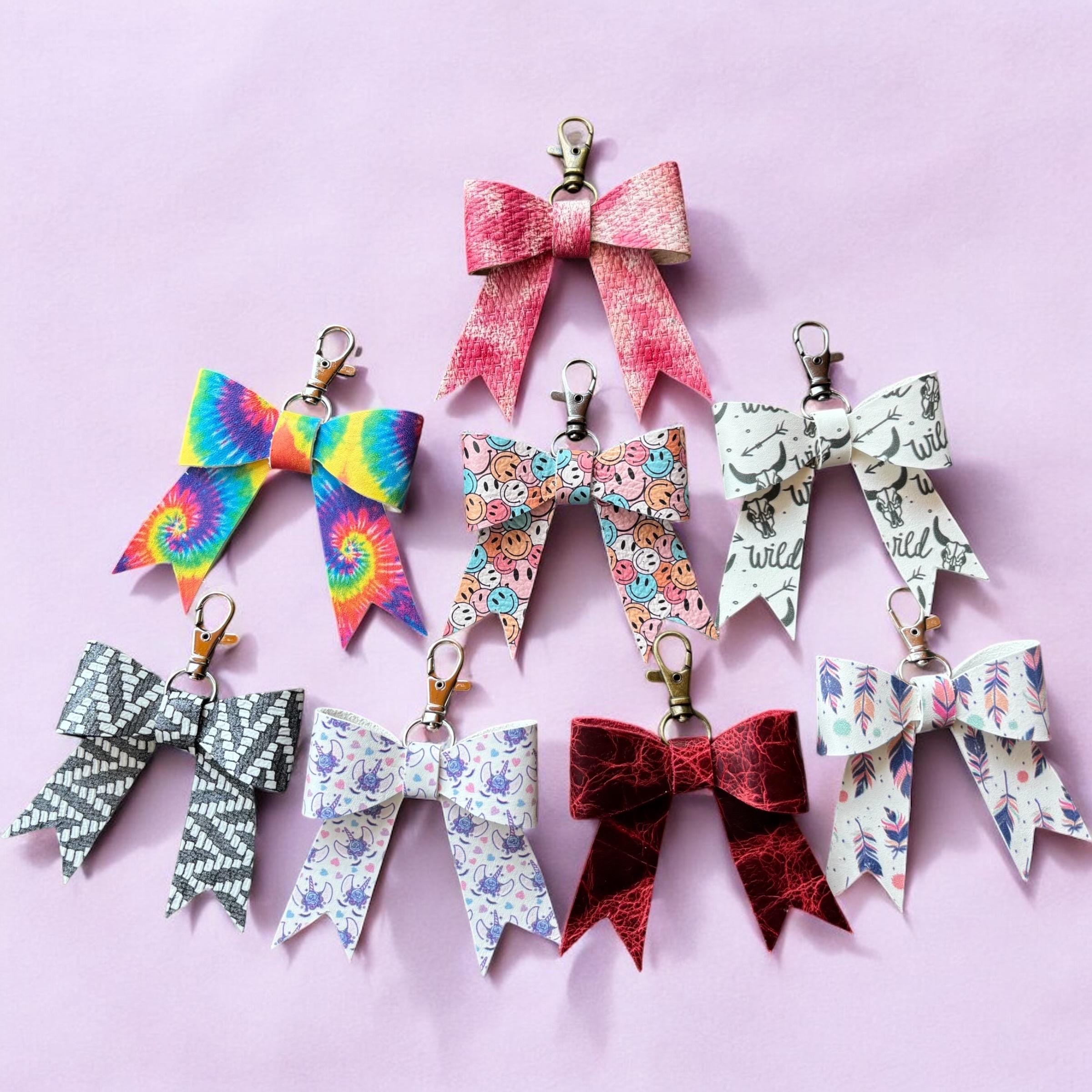 Full Grain Leather Bow – Bag Charm, Tie Dye, Unicorns