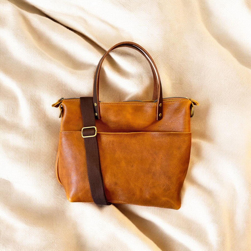 Full Grain Real Leather Zipper Saddle Super Stevie Crossbody or Shoulder Bag Purse