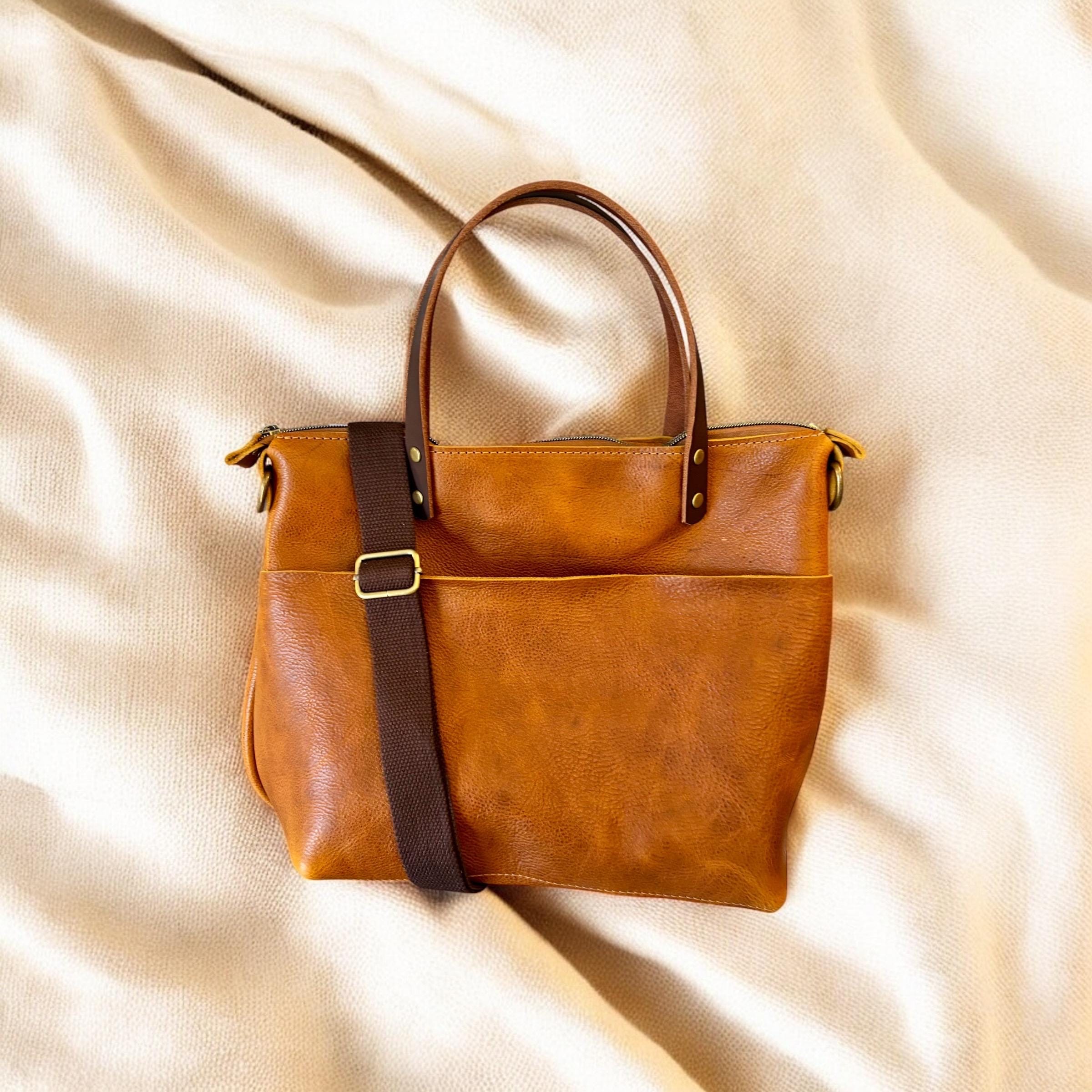Full Grain Real Leather Zipper Saddle Super Stevie Crossbody or Shoulder Bag Purse