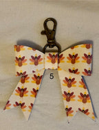 Real Leather Fall Bow - Thanksgiving Bag Charm Tassel