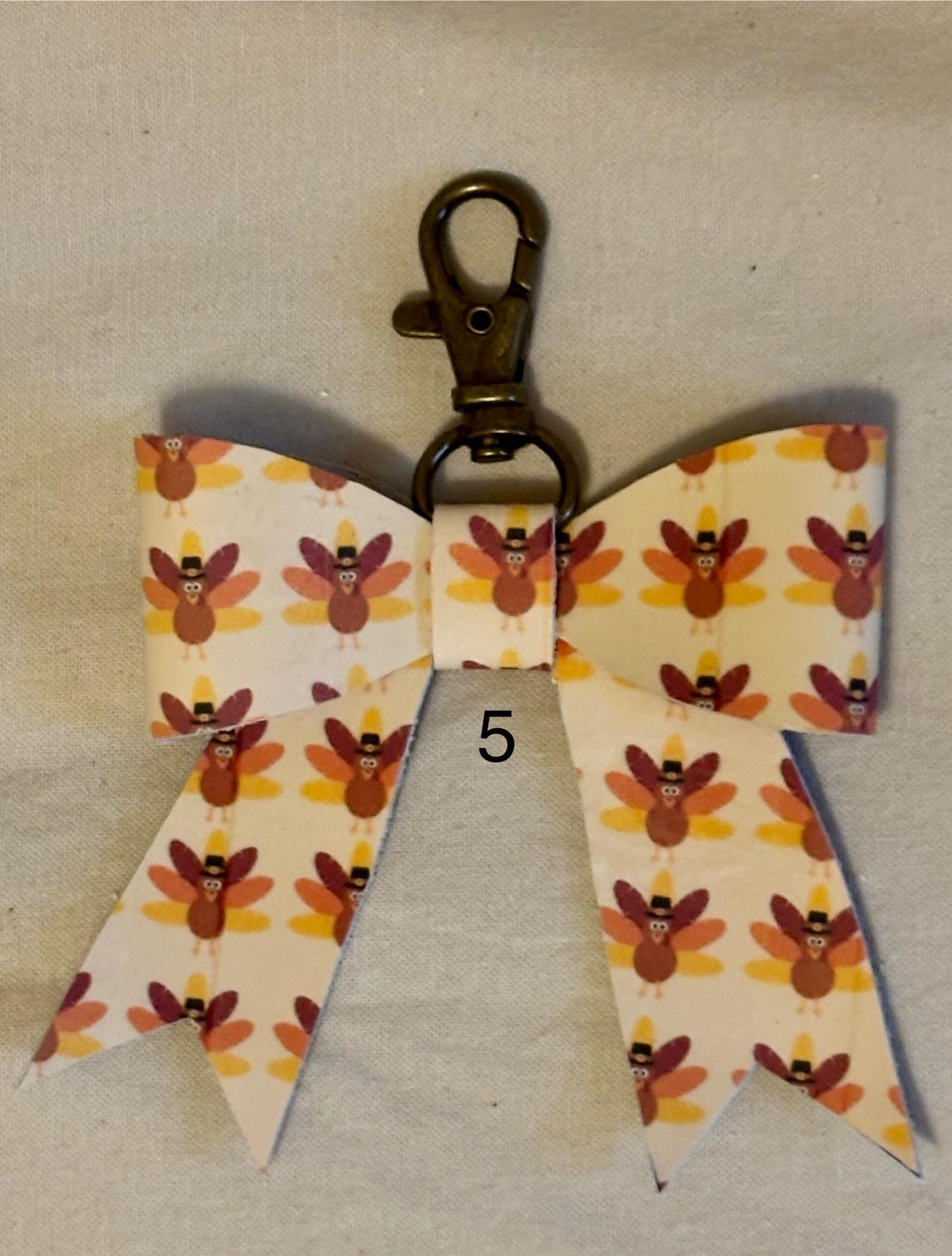 Real Leather Fall Bow - Thanksgiving Bag Charm Tassel