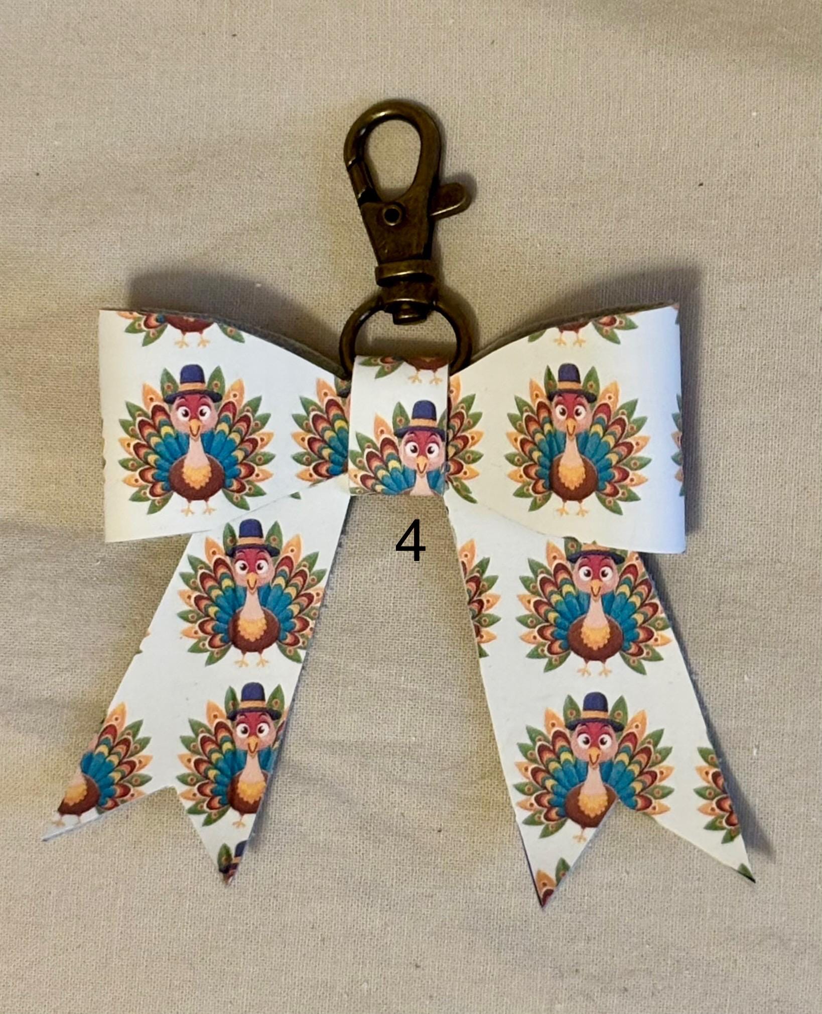 Real Leather Fall Bow - Thanksgiving Bag Charm Tassel
