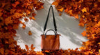 Full Grain Real Leather Zipper Autumn Orange Dog RokStar Crossbody or Shoulder Bag Purse
