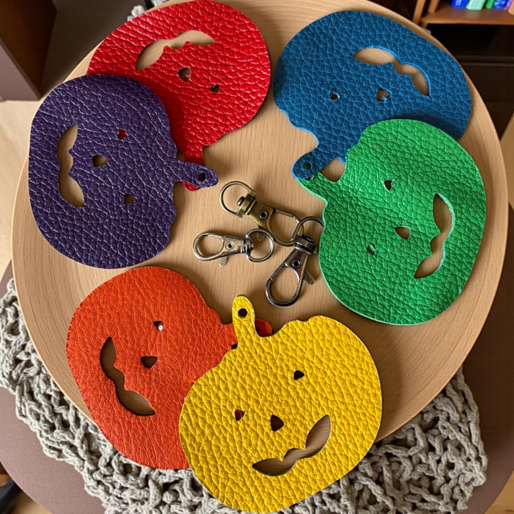 Full Grain Leather Rainbow Ghost Charm, Halloween Bag Bling