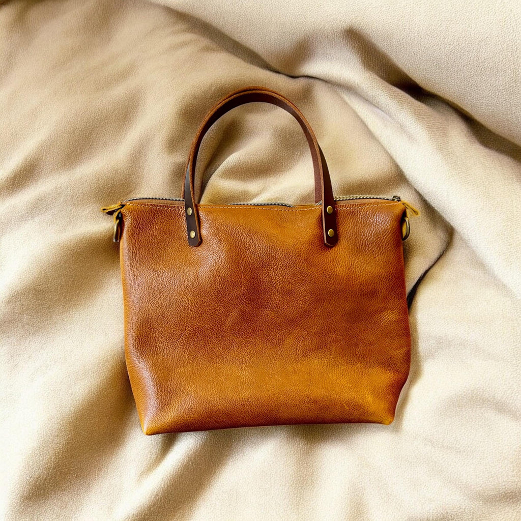 Full Grain Real Leather Zipper Saddle Super Stevie Crossbody or Shoulder Bag Purse