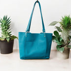 Full Grain Authentic Real Leather Pebbled Aruba Leather Bazzar Tote Bags