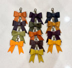 Handcrafted Full Grain Leather Bow - Bag Charm, Fall Colors