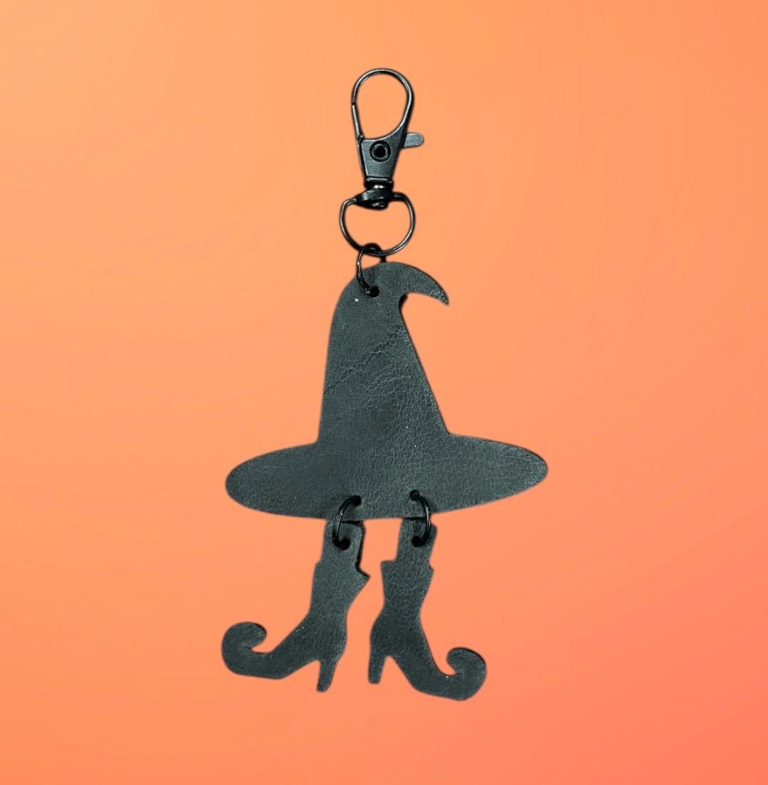 Full Grain Leather Halloween Charm, Ghost, Witch, Pumpkin Bag Bling