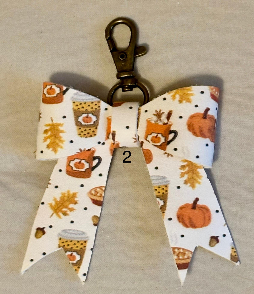 Real Leather Fall Bow - Thanksgiving Bag Charm Tassel