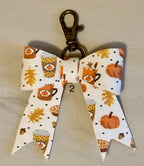 Real Leather Fall Bow - Thanksgiving Bag Charm Tassel