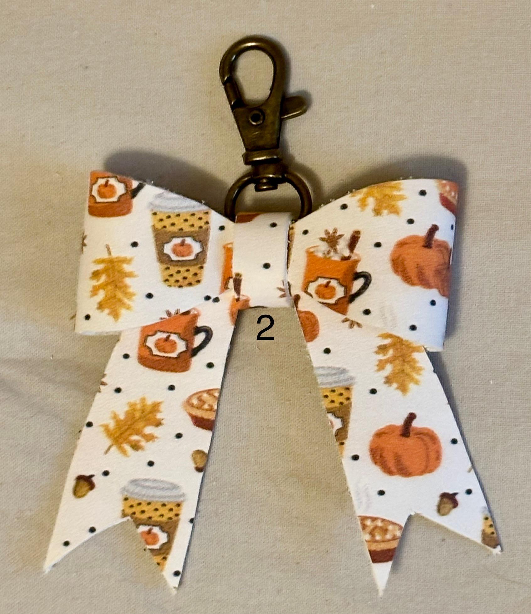 Real Leather Fall Bow - Thanksgiving Bag Charm Tassel