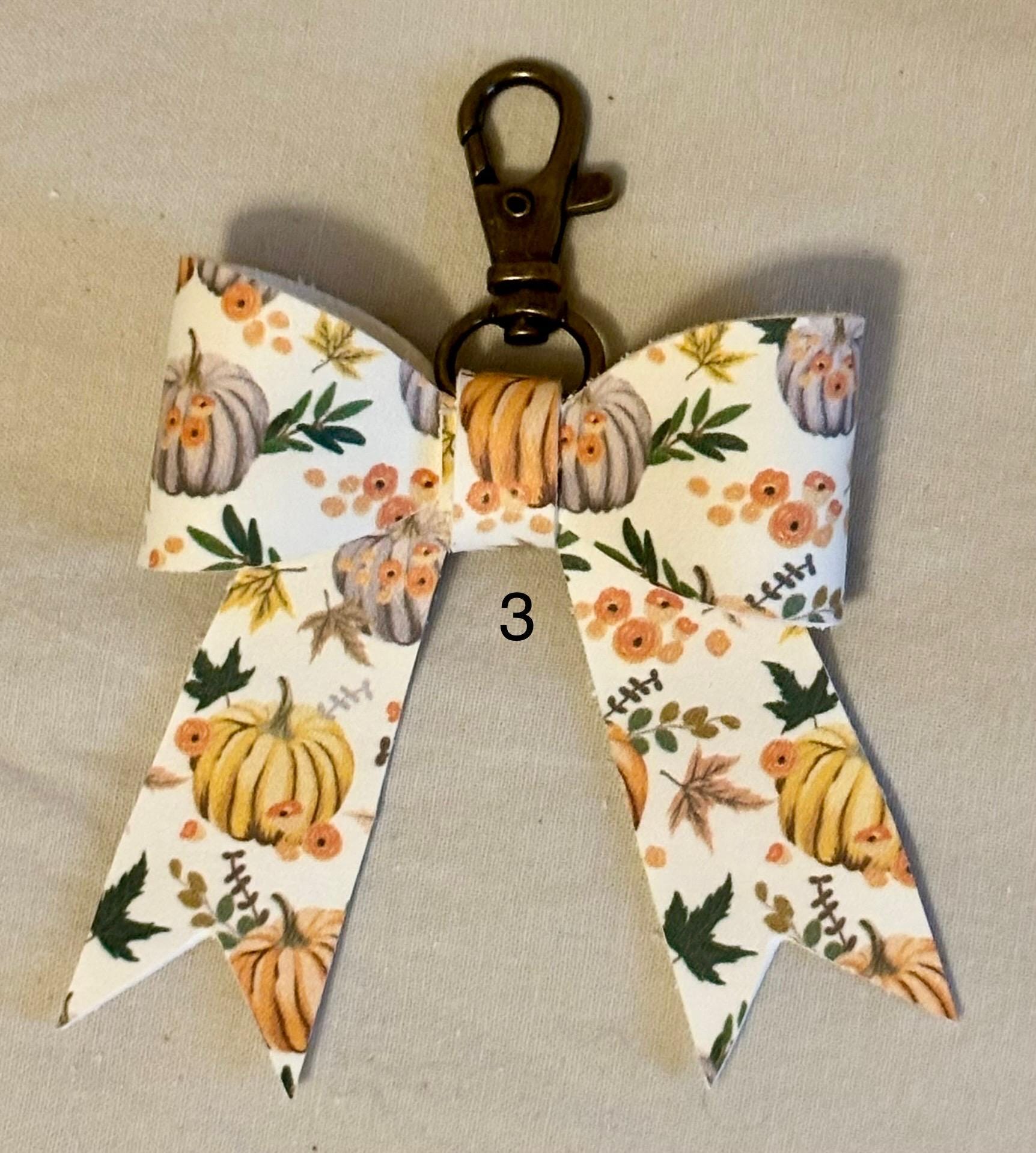 Real Leather Fall Bow - Thanksgiving Bag Charm Tassel