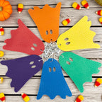 Full Grain Leather Rainbow Ghost Charm, Halloween Bag Bling