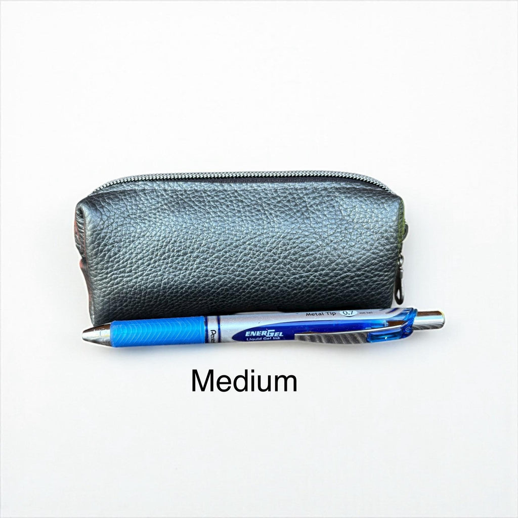 Pebbled Leather Zip Pouch - Colorful Coin Purse, Small Accessories Bag