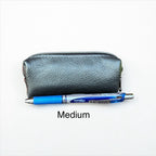 Pebbled Leather Zip Pouch - Colorful Coin Purse, Small Accessories Bag