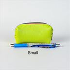 Pebbled Leather Zip Pouch - Colorful Coin Purse, Small Accessories Bag