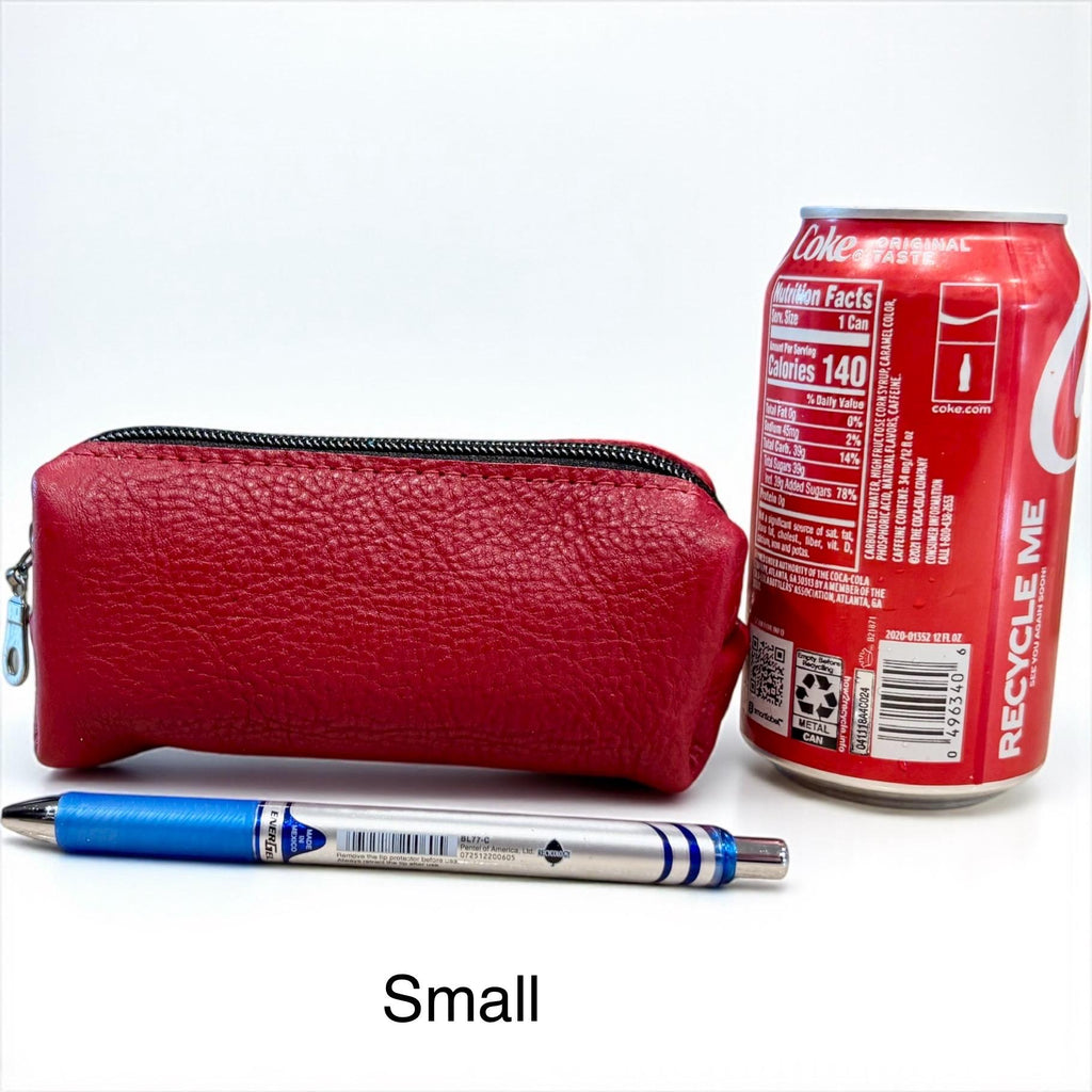 Pebbled Leather Zipper Pouch - Cosmetic Bag, Coin Purse, Card Holder