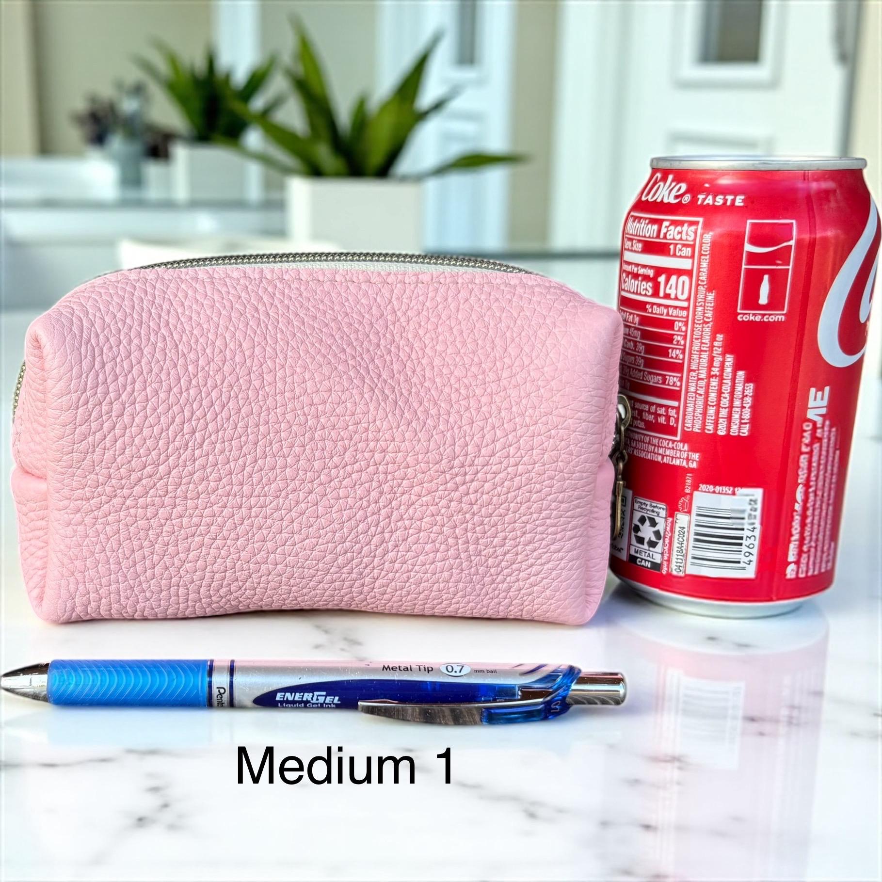 Pebbled Leather Zipper Pouch - Cosmetic Bag, Coin Purse, Card Holder