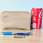 Pebbled Leather Zipper Pouch - Cosmetic Bag, Coin Purse, Card Holder