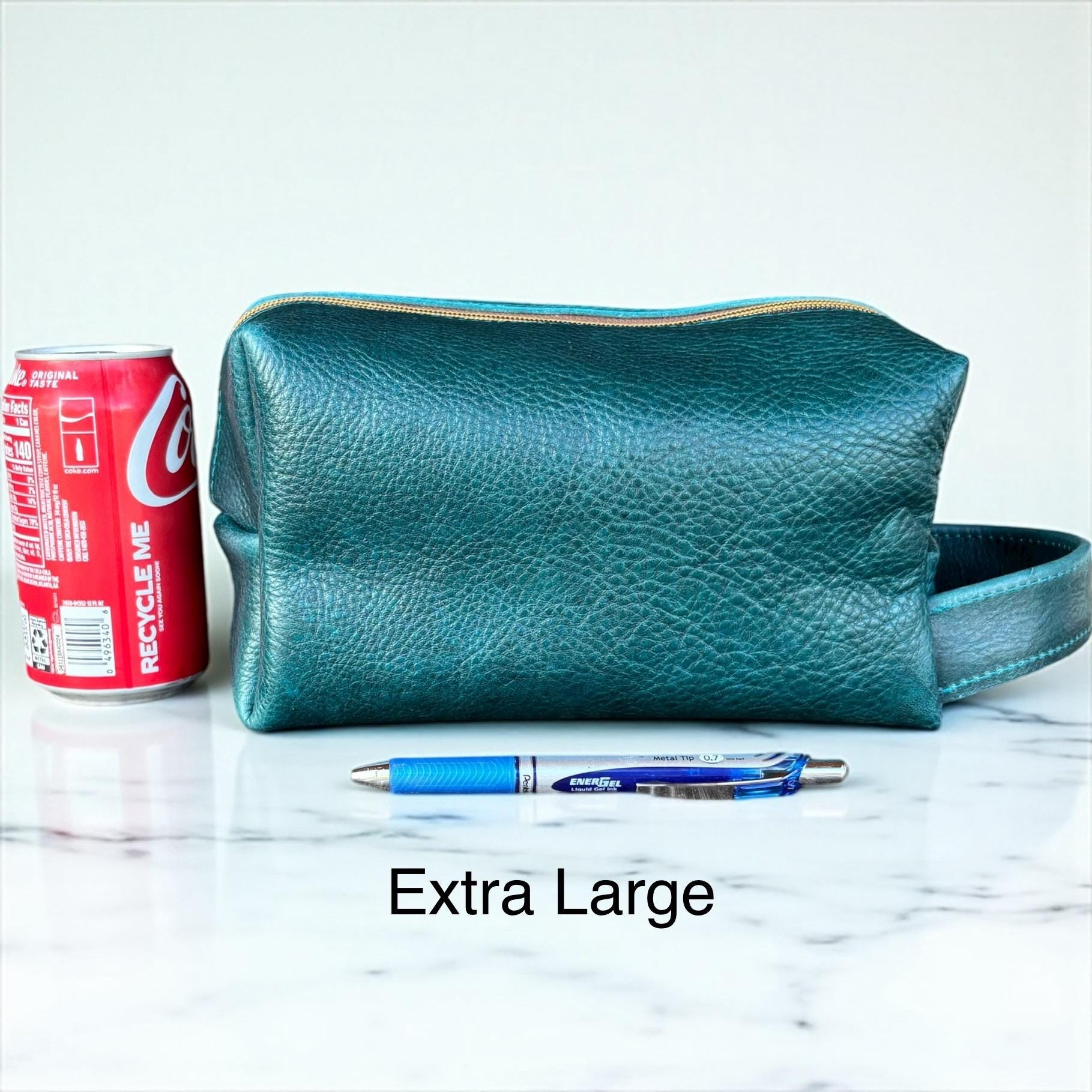 Pebbled Leather Zipper Pouch - Cosmetic Bag, Coin Purse, Card Holder
