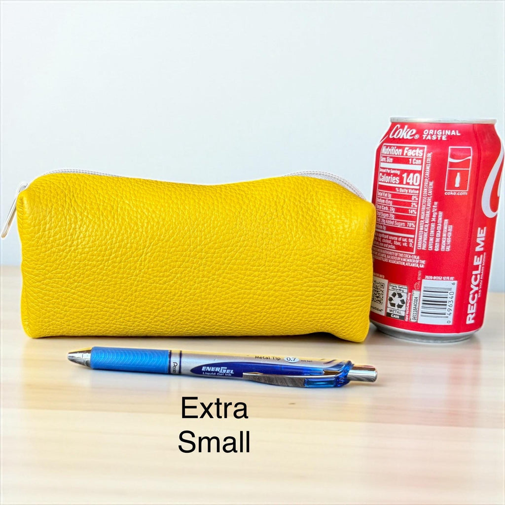 Colorful Leather Pencil Case - Handmade Zipper Pouch - Makeup Brush Holder - Travel Accessories