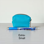 Pebbled Leather Zip Pouch - Colorful Coin Purse, Small Accessories Bag