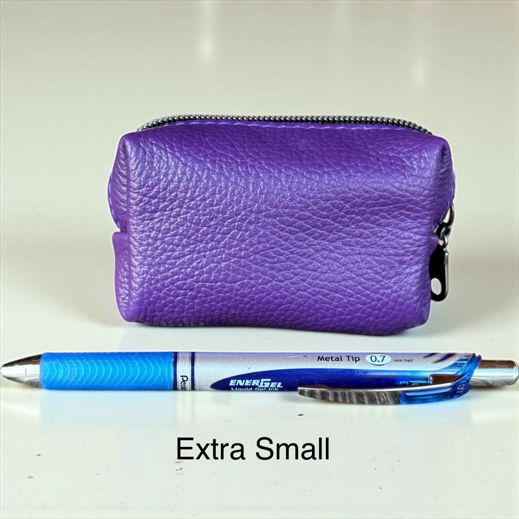 Pebbled Leather Zipper Pouch - Cosmetic Bag, Coin Purse, Card Holder