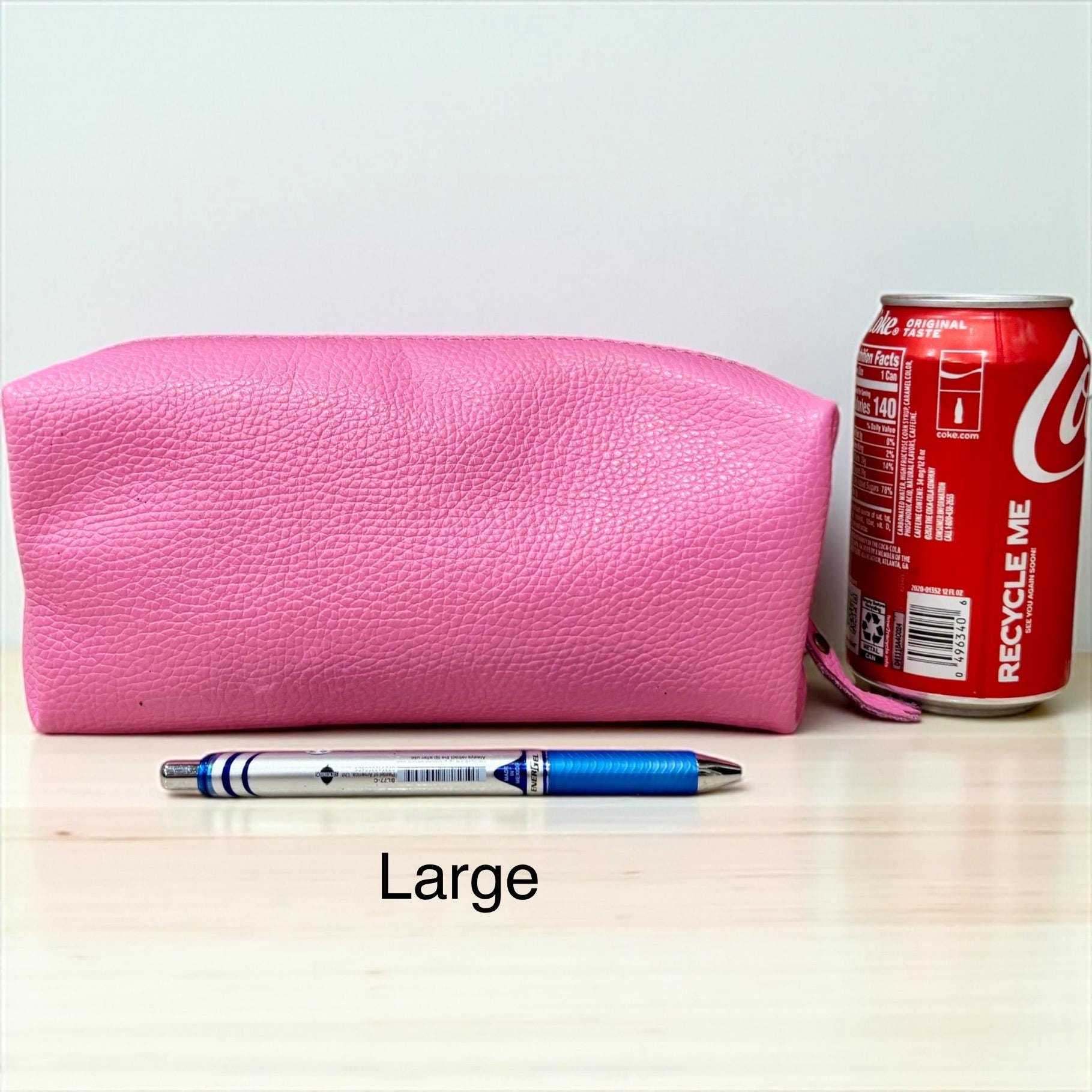 Pebbled Leather Zipper Pouch - Cosmetic Bag, Coin Purse, Card Holder