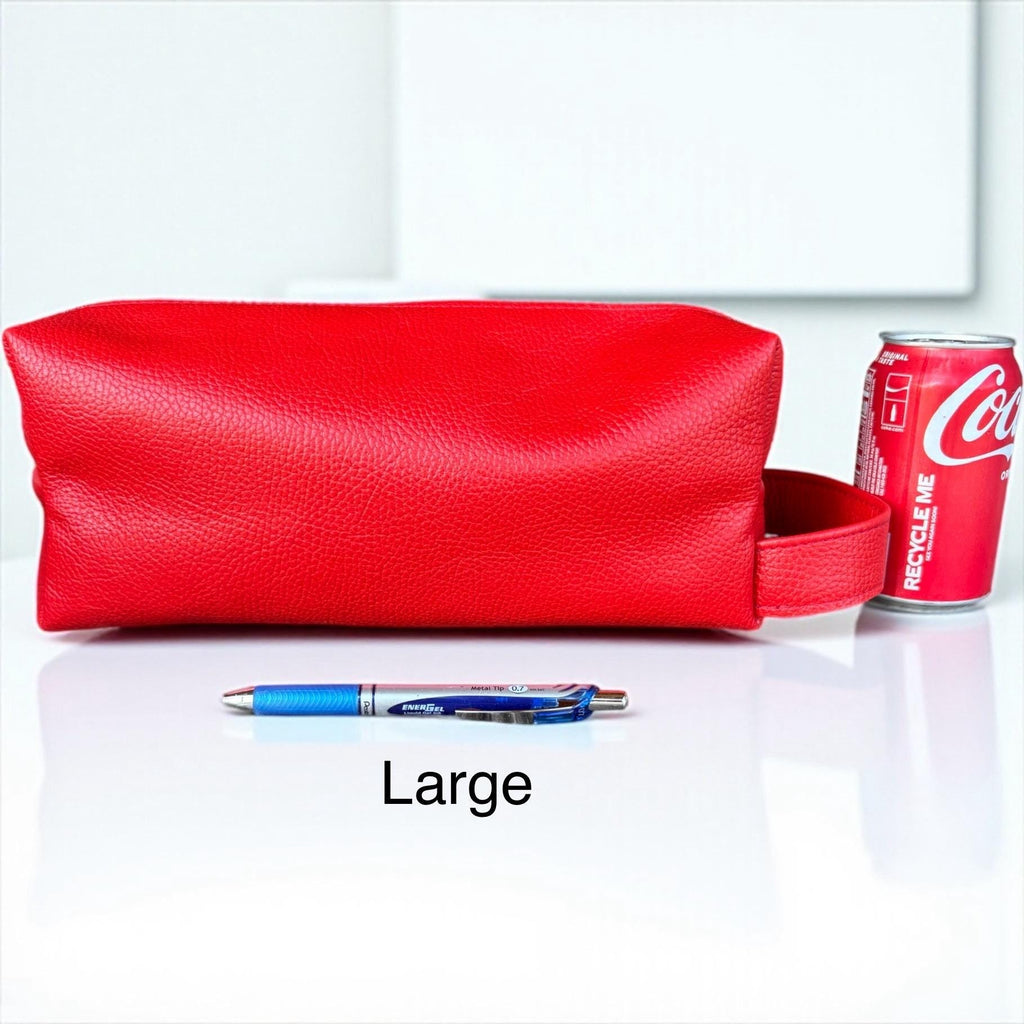 Colorful Leather Pencil Case - Handmade Zipper Pouch - Makeup Brush Holder - Travel Accessories