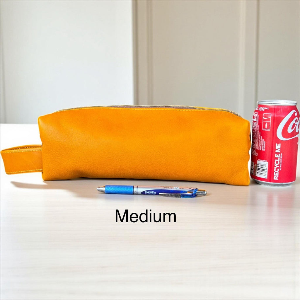 Colorful Leather Pencil Case - Handmade Zipper Pouch - Makeup Brush Holder - Travel Accessories