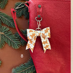 Real Leather Holiday Leather Bow -Tote Bag, Tassel, Reindeer, Candy Cane, Christmas Tree, Santa, Gingerbread Man, Christmas