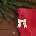 Real Leather Holiday Leather Bow -Tote Bag, Tassel, Reindeer, Candy Cane, Christmas Tree, Santa, Gingerbread Man, Christmas