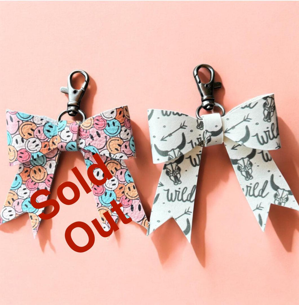 Full Grain Leather Bow – Bag Charm, Tie Dye, Unicorns