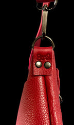 Full Grain Leather Zipper Red Dog Penny Shoulder Bag Purse or Crossbody Bag